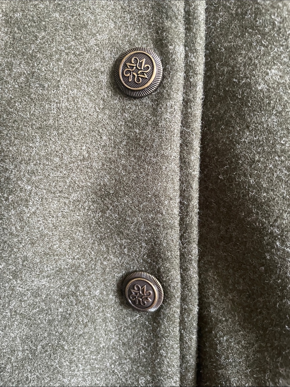 croft & barrow Olive Green Button-Front Pea Coat - Picture 3 of 12